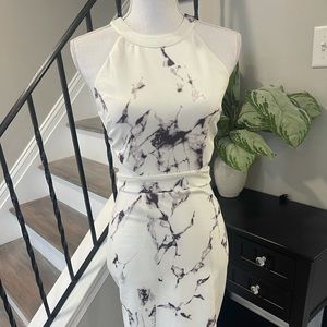 SEXY CUT OUT WHITE MARVLE MIDI DRESS SIZE SMALL NEW WITHOUT TAGS